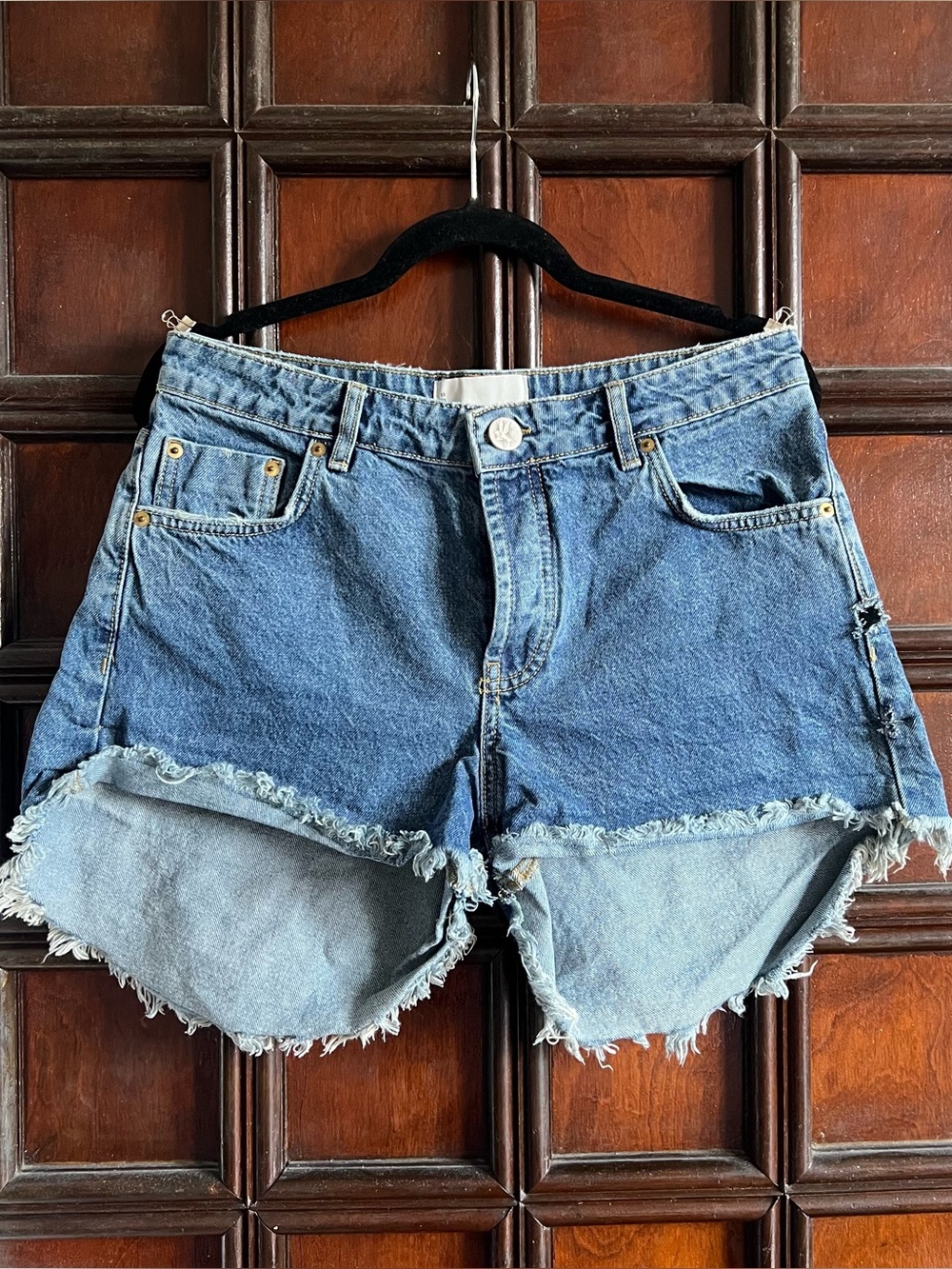 One Teaspoon Distressed Cutoff Denim Shorts - Light Blue